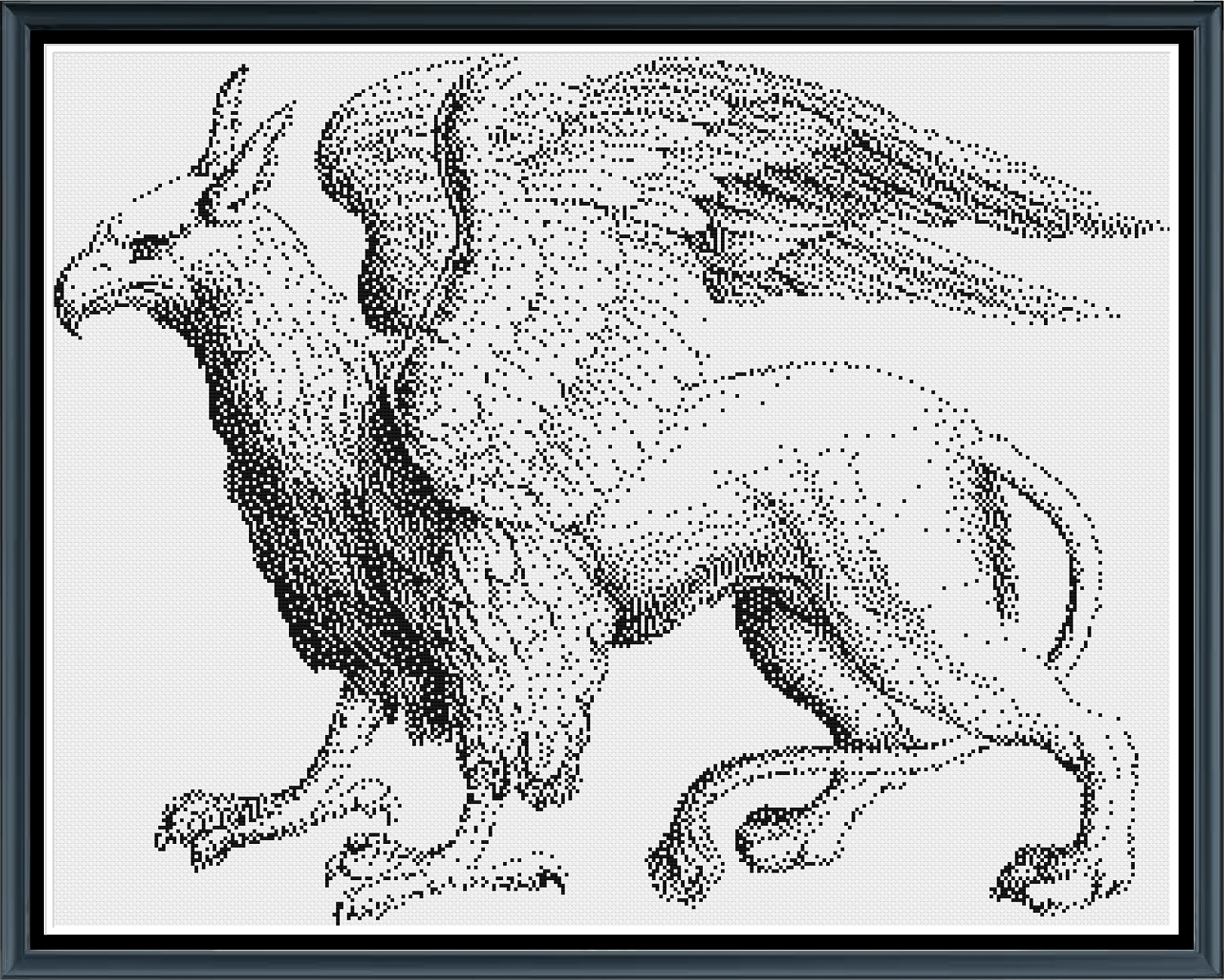 Stitching Jules Design Cross Stitch Pattern Griffon Mythology Fantastical Creature Lion Monochrome Cross Stitch Embroidery Needlepoint Pattern PDF Download